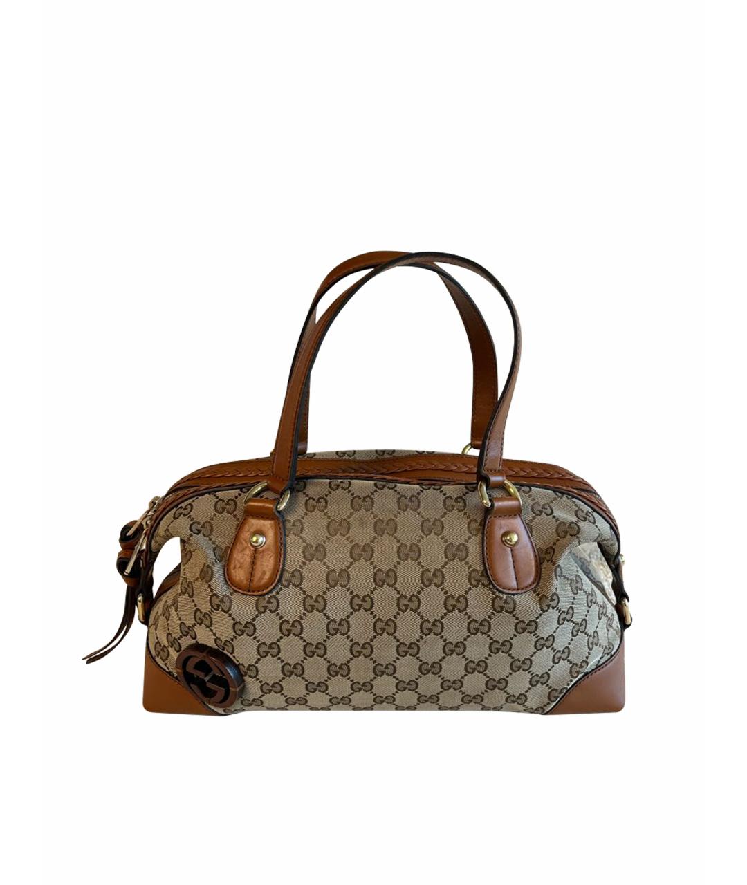 GUCCI Коричневая кожаная сумка с короткими ручками, фото 1