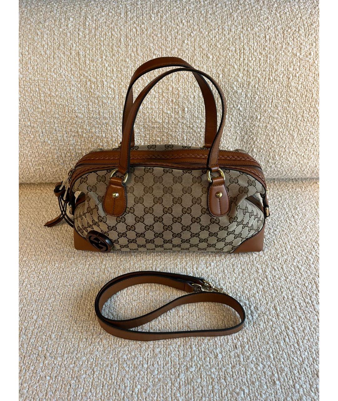 GUCCI Коричневая кожаная сумка с короткими ручками, фото 6