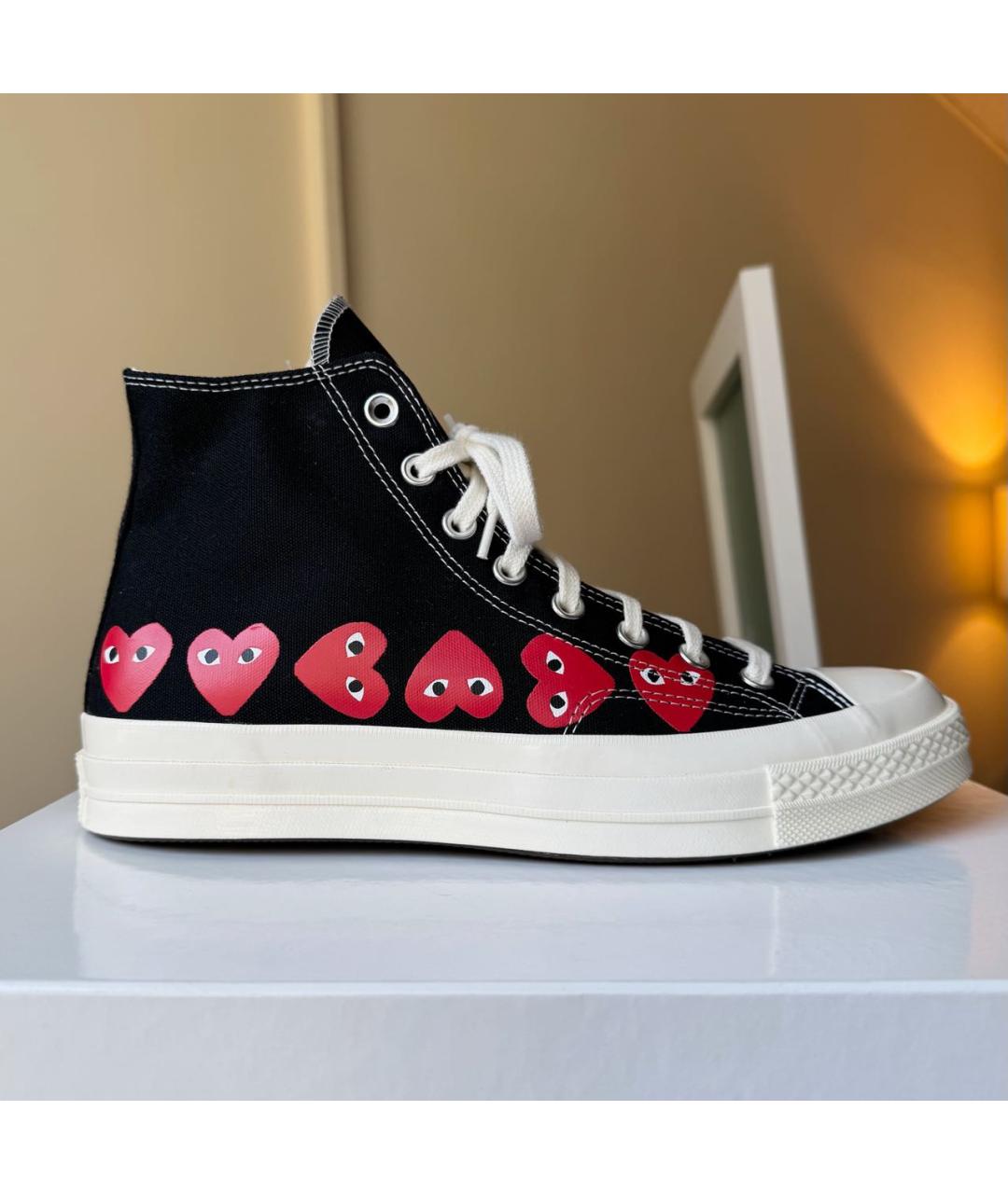 COMME DES GARÇONS PLAY Черные текстильные высокие кроссовки / кеды, фото 8