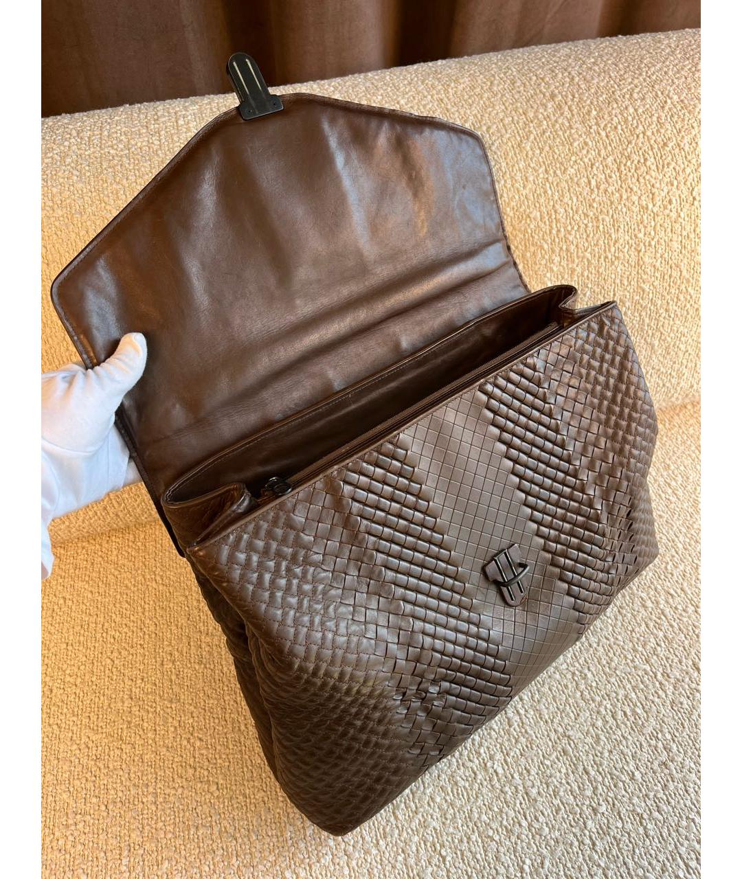 BOTTEGA VENETA Коричневый кожаный портфель, фото 6