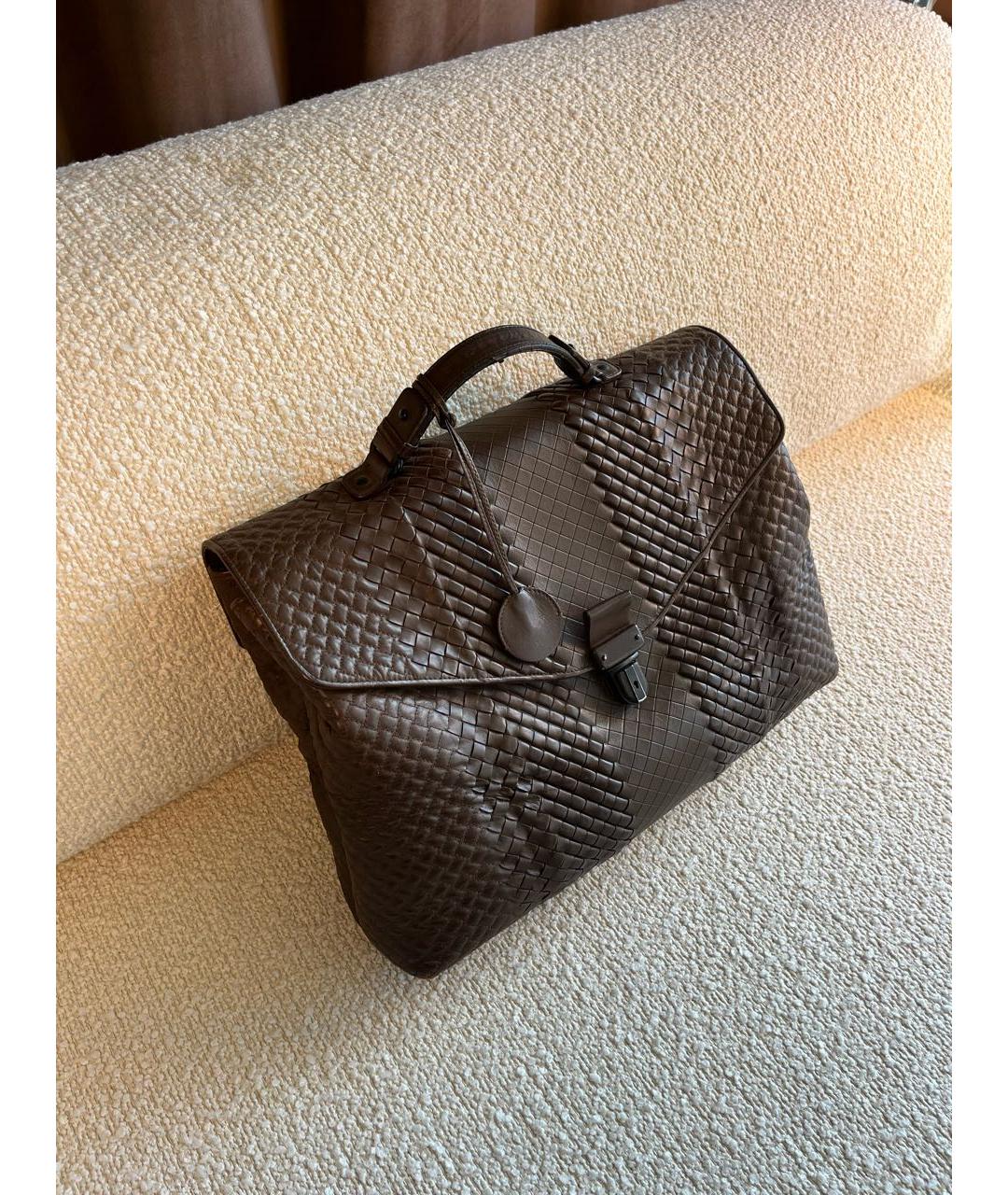 BOTTEGA VENETA Коричневый кожаный портфель, фото 2