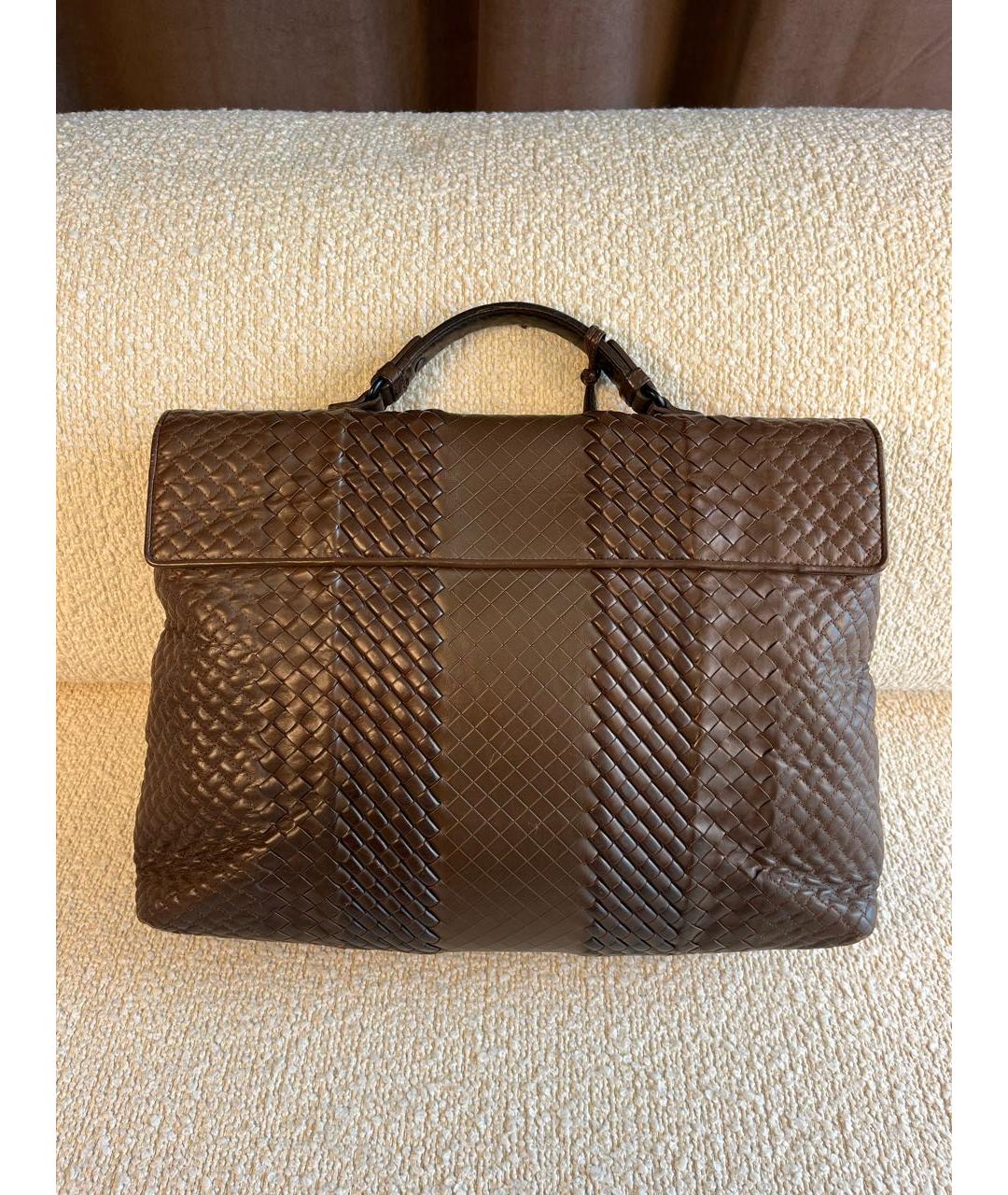BOTTEGA VENETA Коричневый кожаный портфель, фото 3