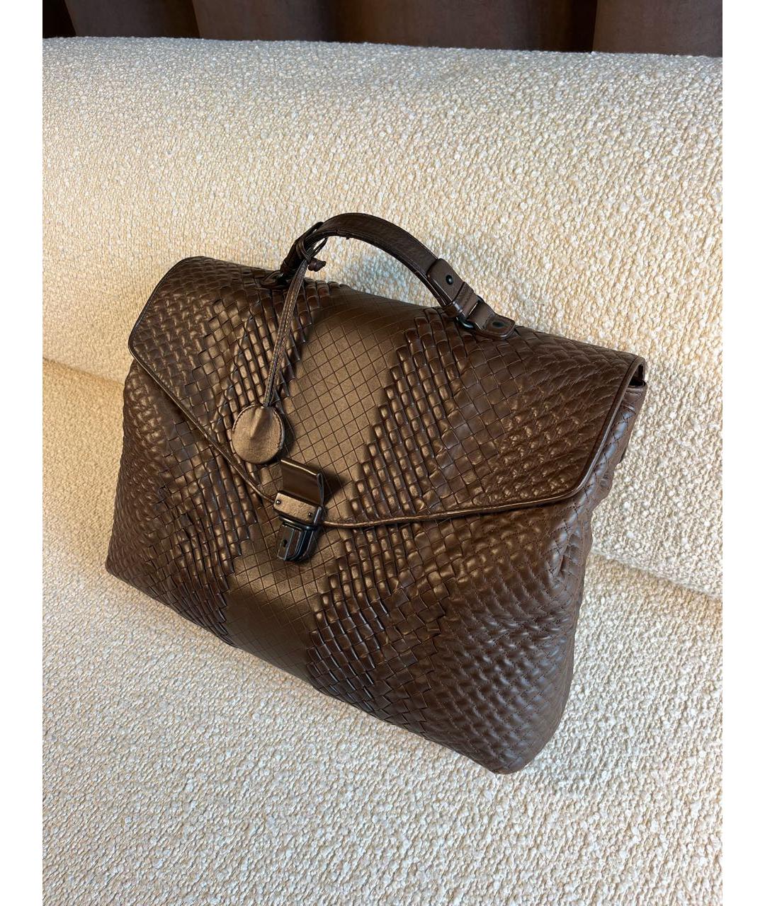 BOTTEGA VENETA Коричневый кожаный портфель, фото 5