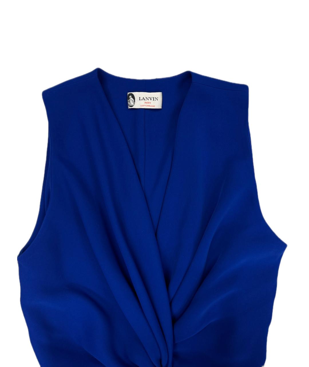 LANVIN Синее полиэстеровое коктейльное платье, фото 2