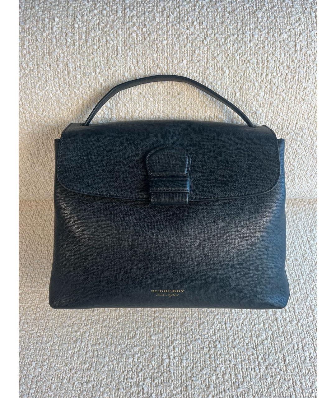 BURBERRY Черная кожаная сумка с короткими ручками, фото 9