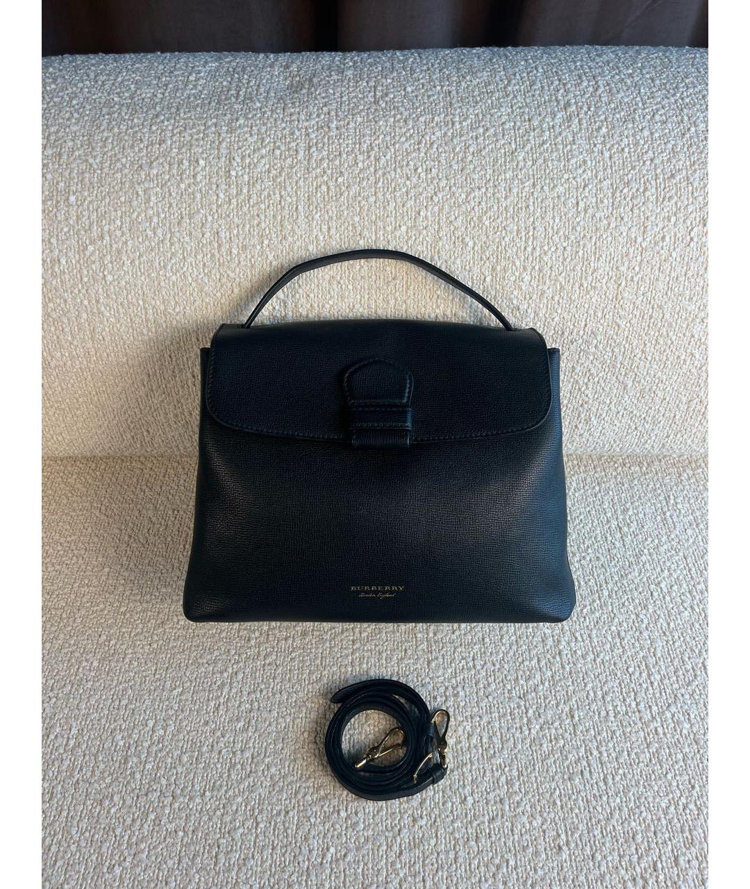 BURBERRY Черная кожаная сумка с короткими ручками, фото 6