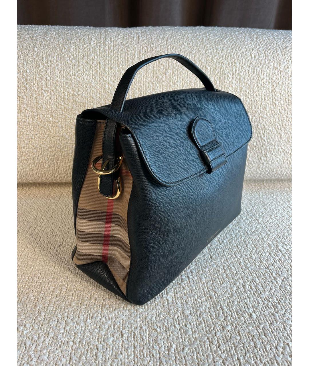 BURBERRY Черная кожаная сумка с короткими ручками, фото 8