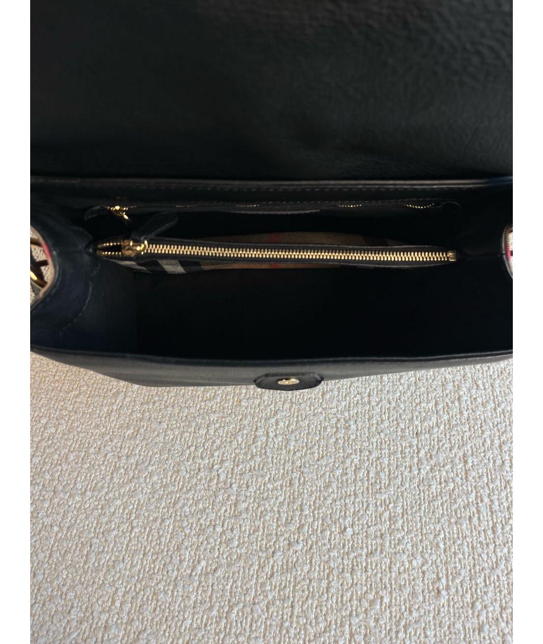 BURBERRY Черная кожаная сумка с короткими ручками, фото 4