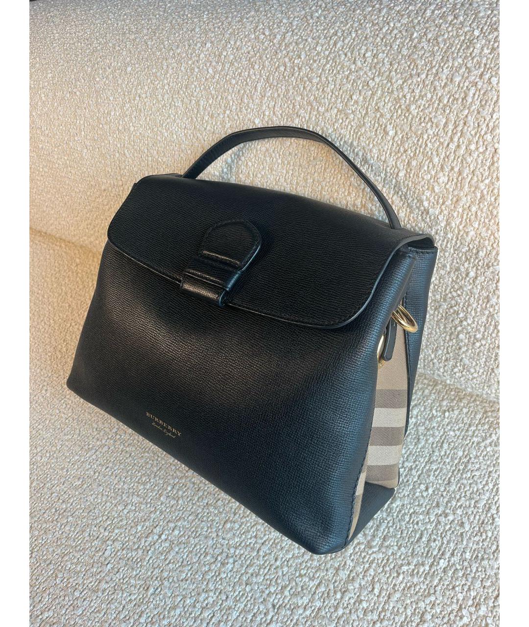 BURBERRY Черная кожаная сумка с короткими ручками, фото 5
