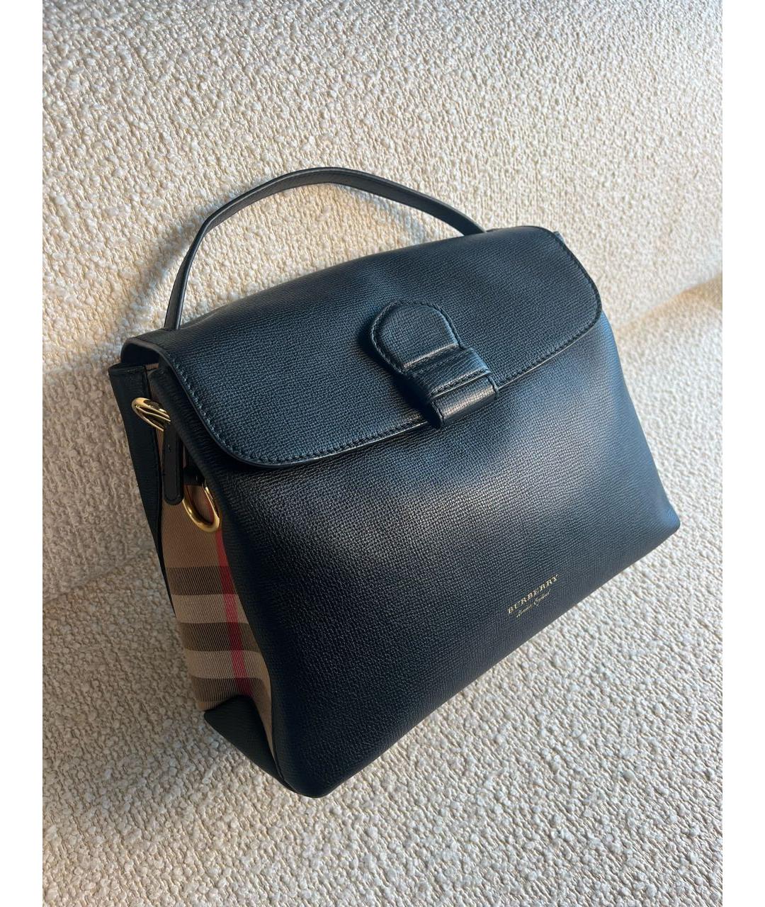BURBERRY Черная кожаная сумка с короткими ручками, фото 2