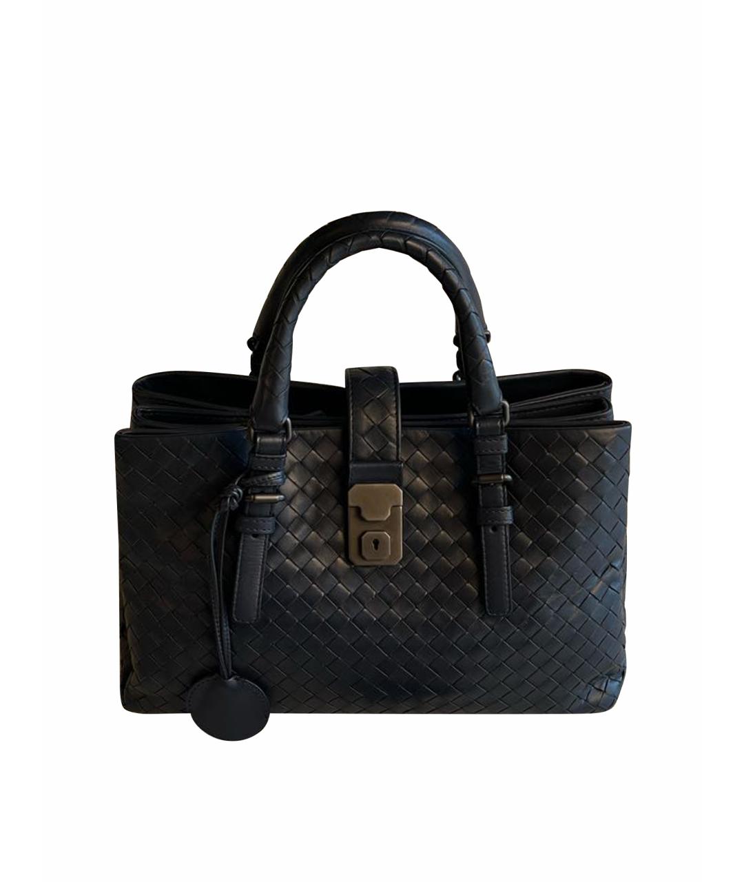 BOTTEGA VENETA Темно-синяя кожаная сумка с короткими ручками, фото 1