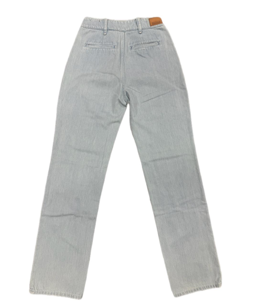 BURBERRY Голубые хлопковые прямые джинсы, фото 2