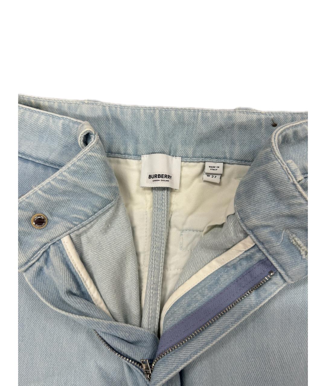 BURBERRY Голубые хлопковые прямые джинсы, фото 4