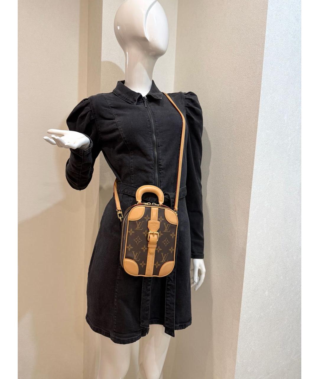 LOUIS VUITTON Коричневая кожаная сумка через плечо, фото 4