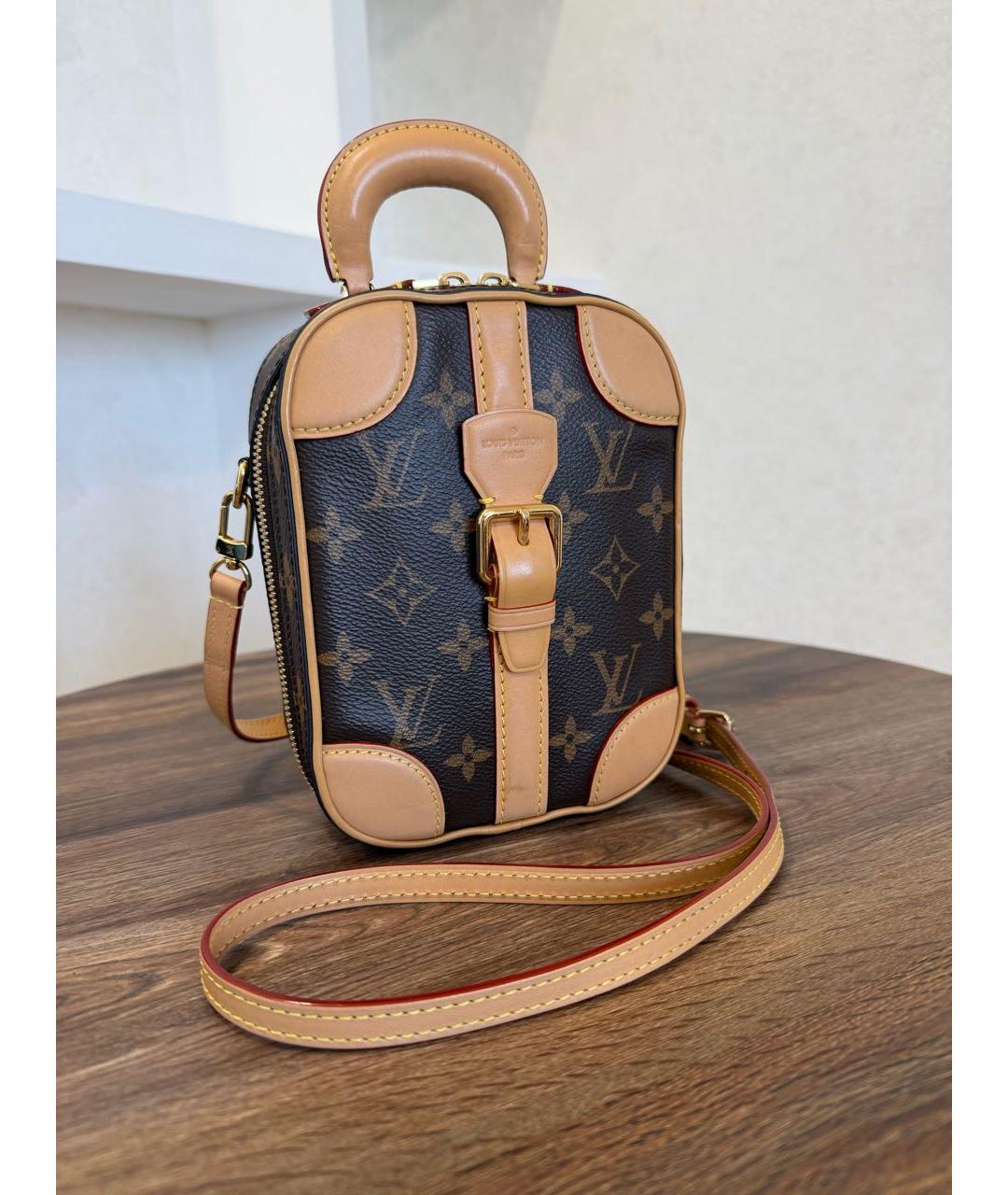 LOUIS VUITTON Коричневая кожаная сумка через плечо, фото 6
