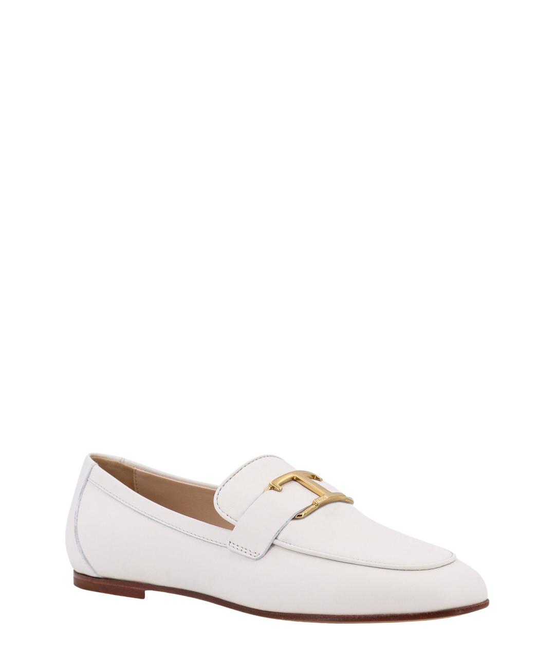 TOD'S Белые кожаные лоферы, фото 2