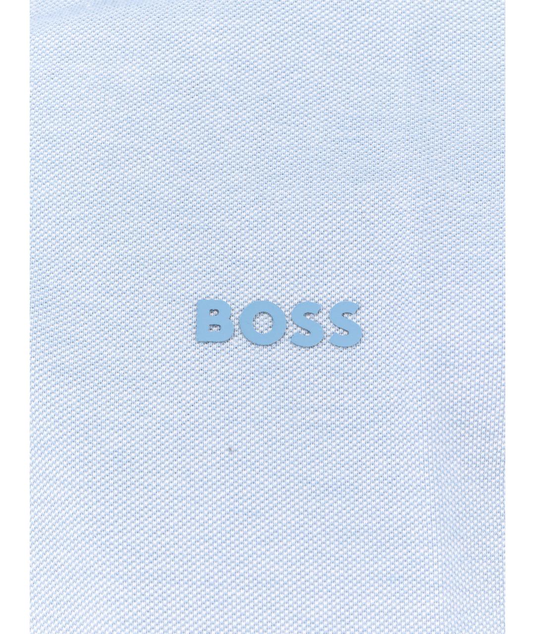 HUGO BOSS Голубое хлопковое поло с коротким рукавом, фото 3