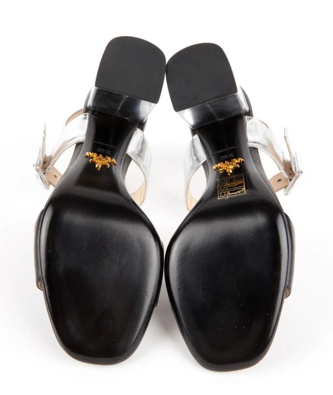 PRADA Черные кожаные босоножки, фото 8