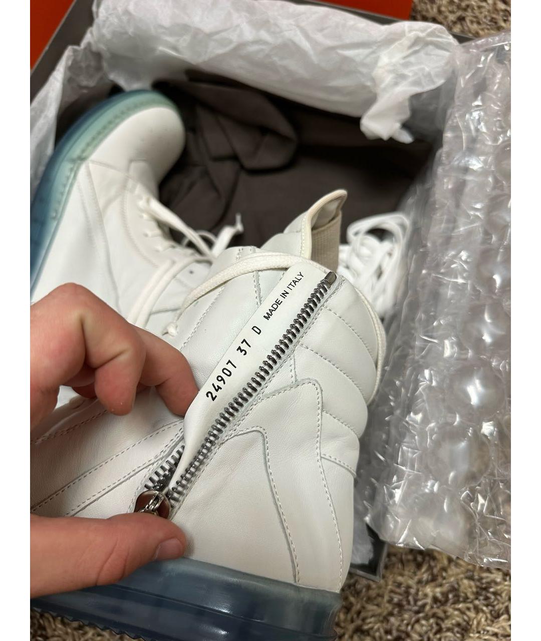 RICK OWENS Белые кожаные кеды, фото 4