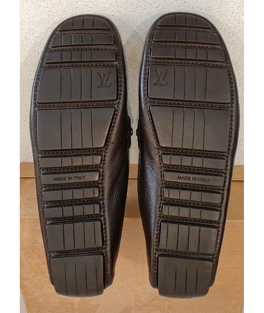 LOUIS VUITTON Коричневые кожаные мокасины, фото 5