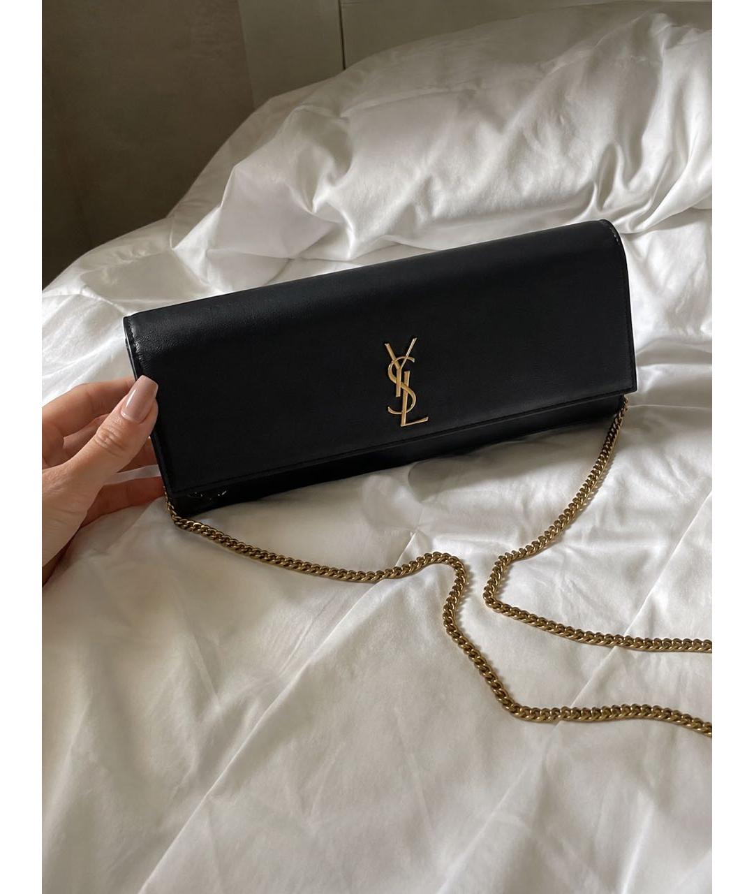 SAINT LAURENT Черная кожаная сумка через плечо, фото 5