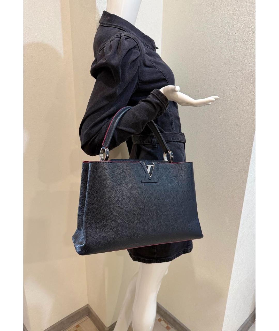 LOUIS VUITTON Темно-синяя кожаная сумка тоут, фото 6