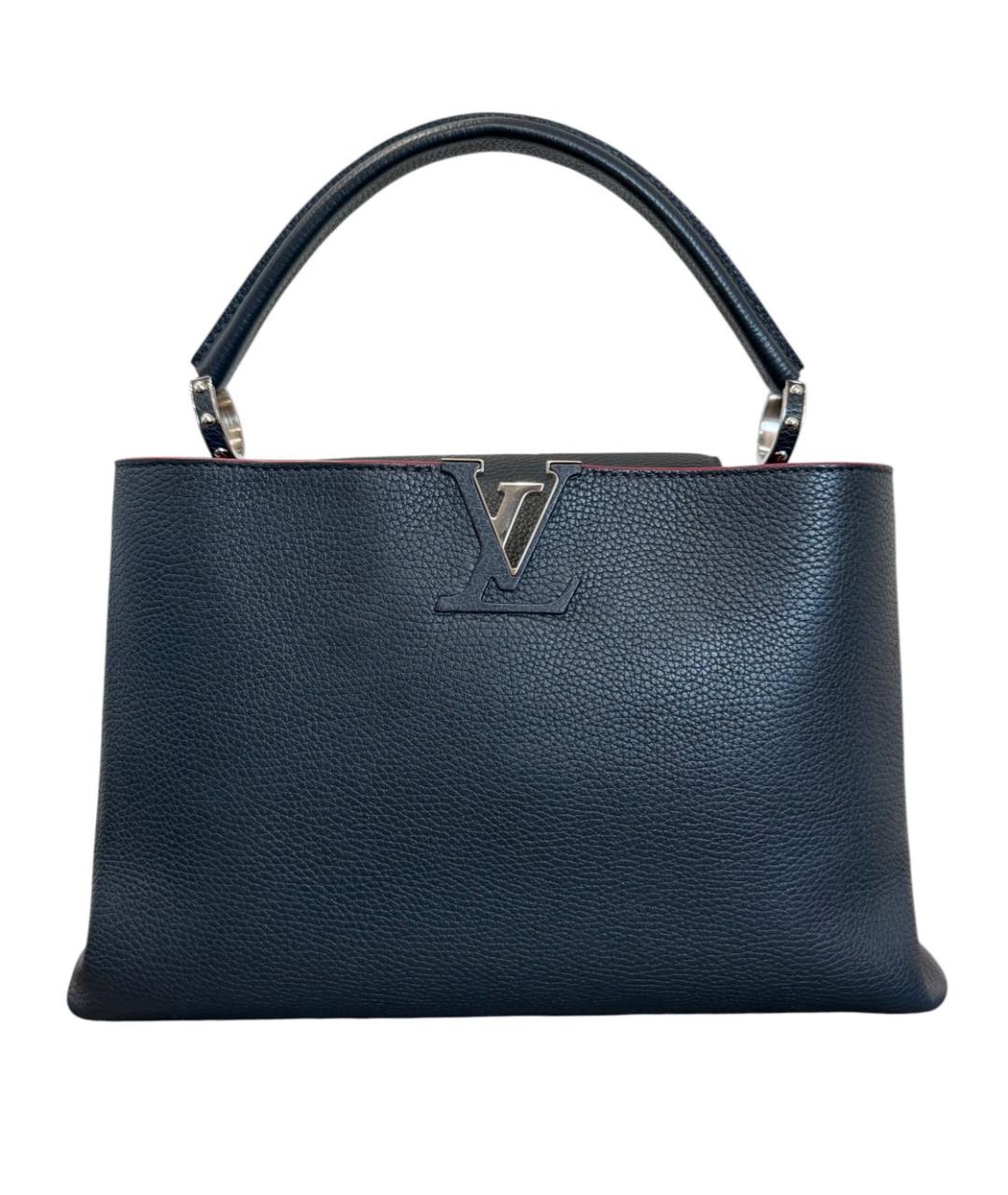 LOUIS VUITTON Темно-синяя кожаная сумка тоут, фото 9