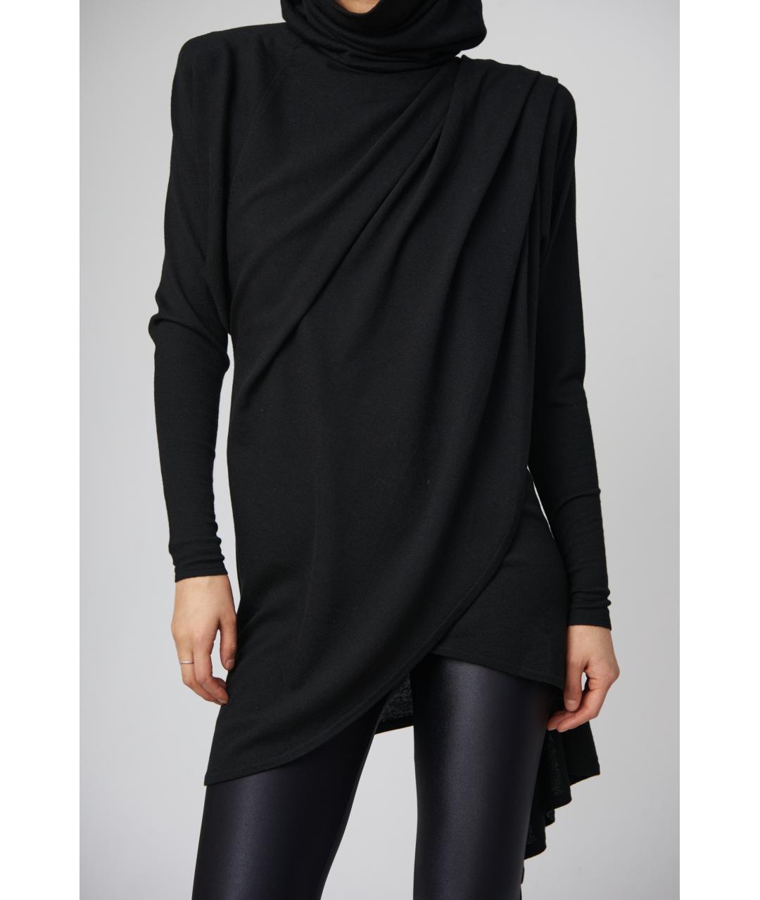 SAINT LAURENT Черное шерстяное повседневное платье, фото 2