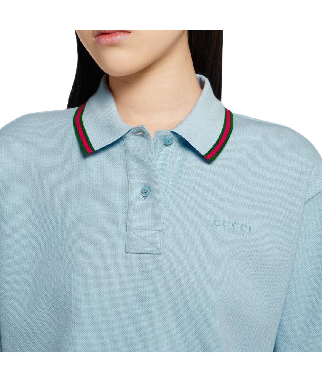 GUCCI Синяя хлопковая футболка, фото 5