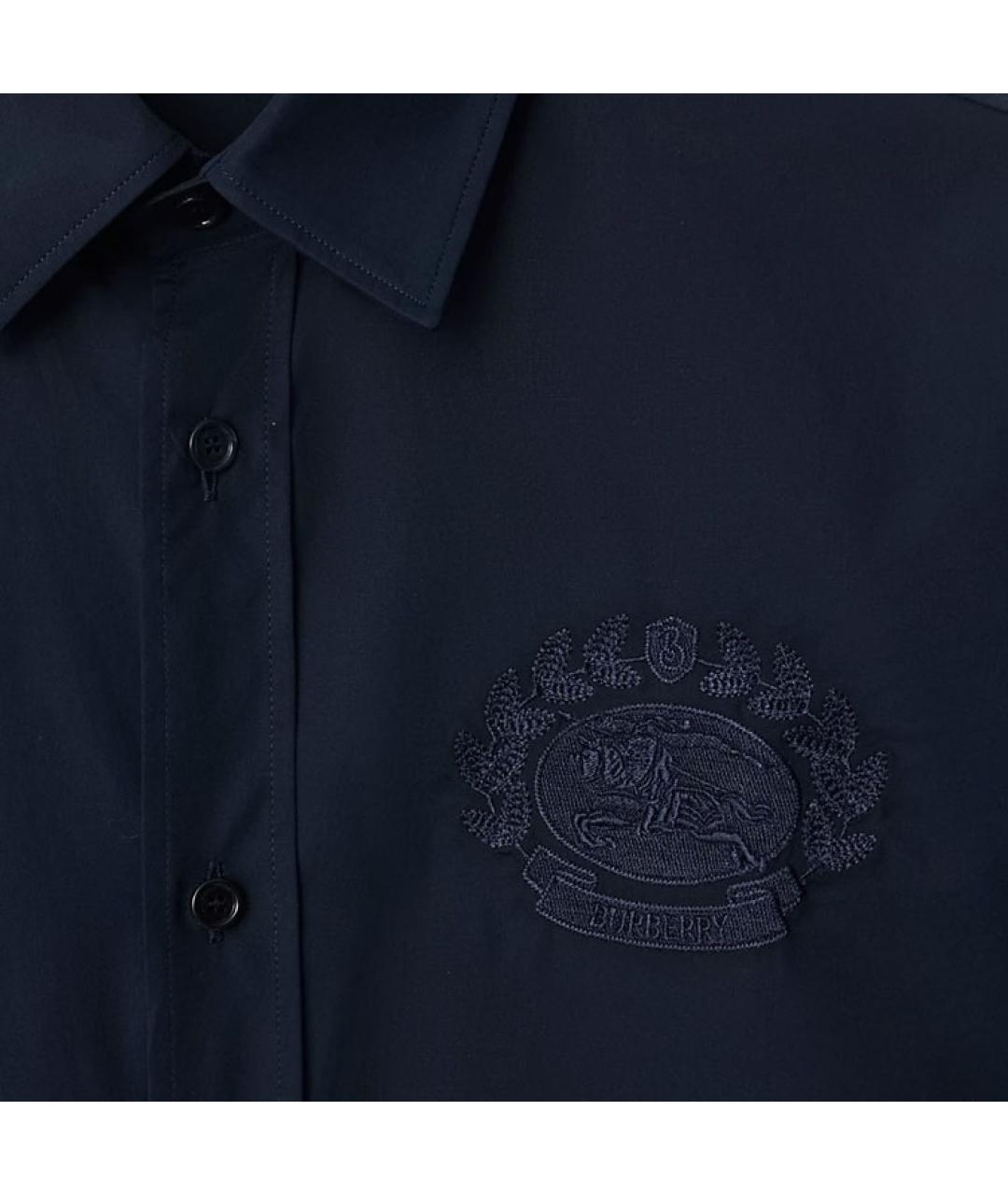 BURBERRY Темно-синяя хлопковая кэжуал рубашка, фото 5
