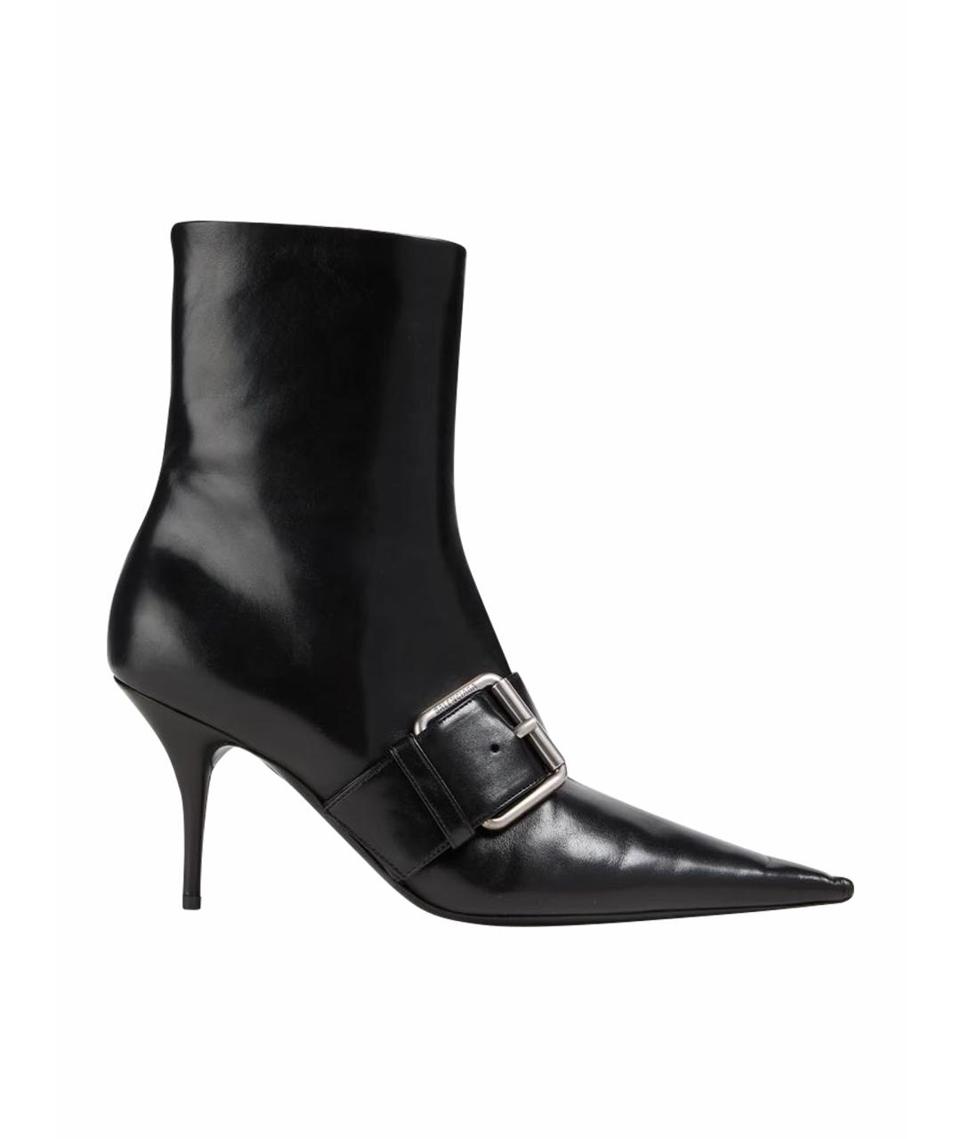 BALENCIAGA Черные кожаные ботильоны, фото 1