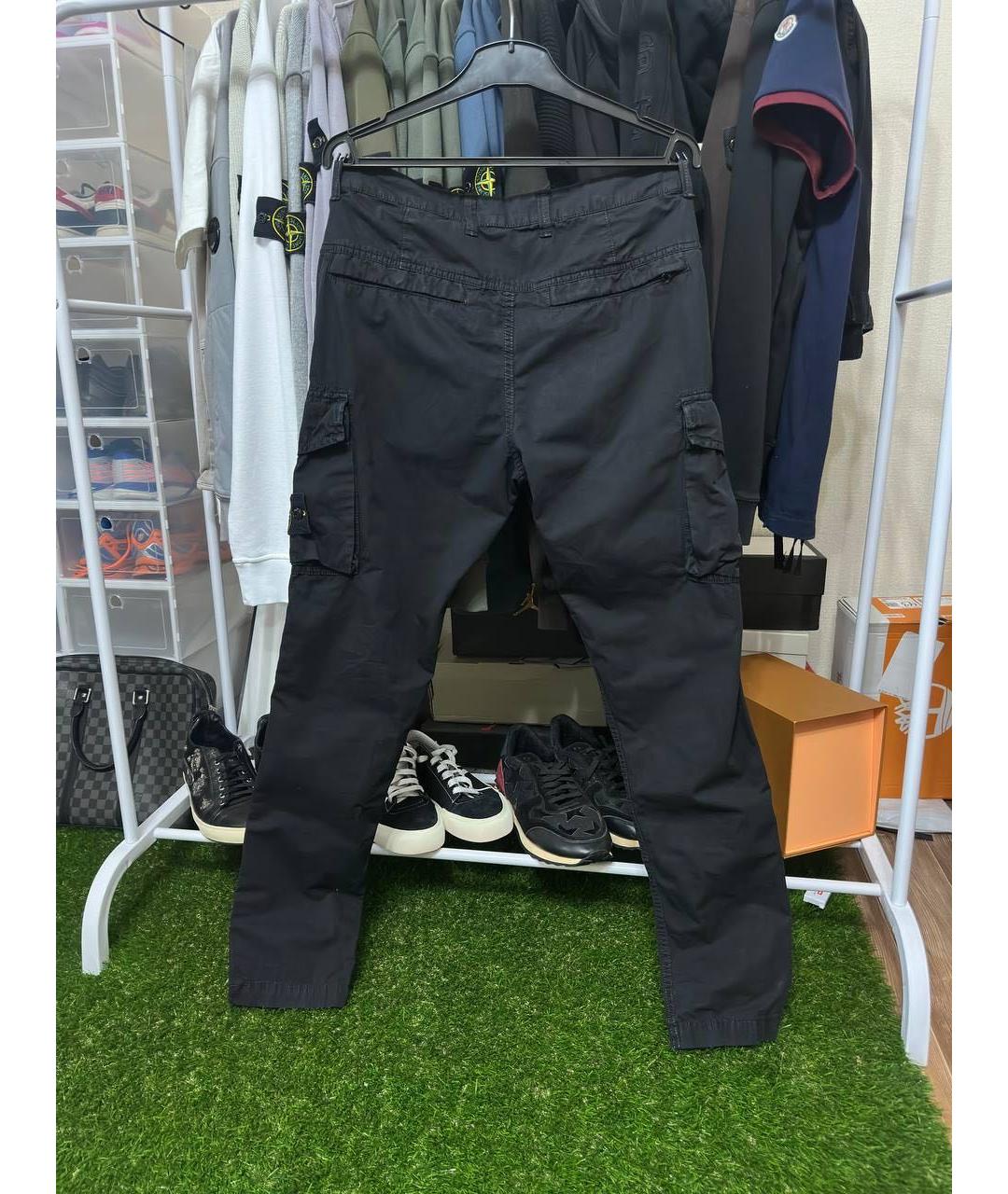 STONE ISLAND Черные хлопко-эластановые повседневные брюки, фото 3