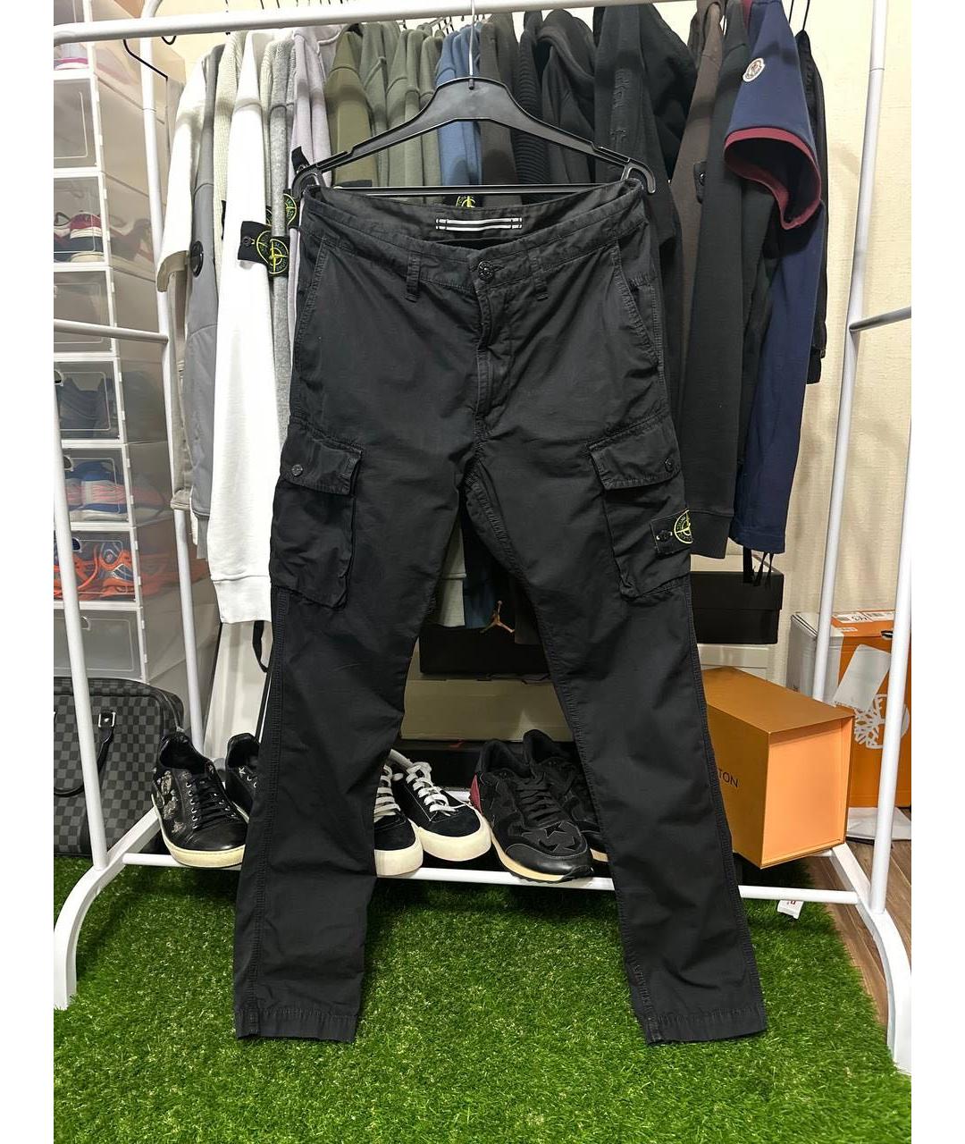 STONE ISLAND Черные хлопко-эластановые повседневные брюки, фото 4