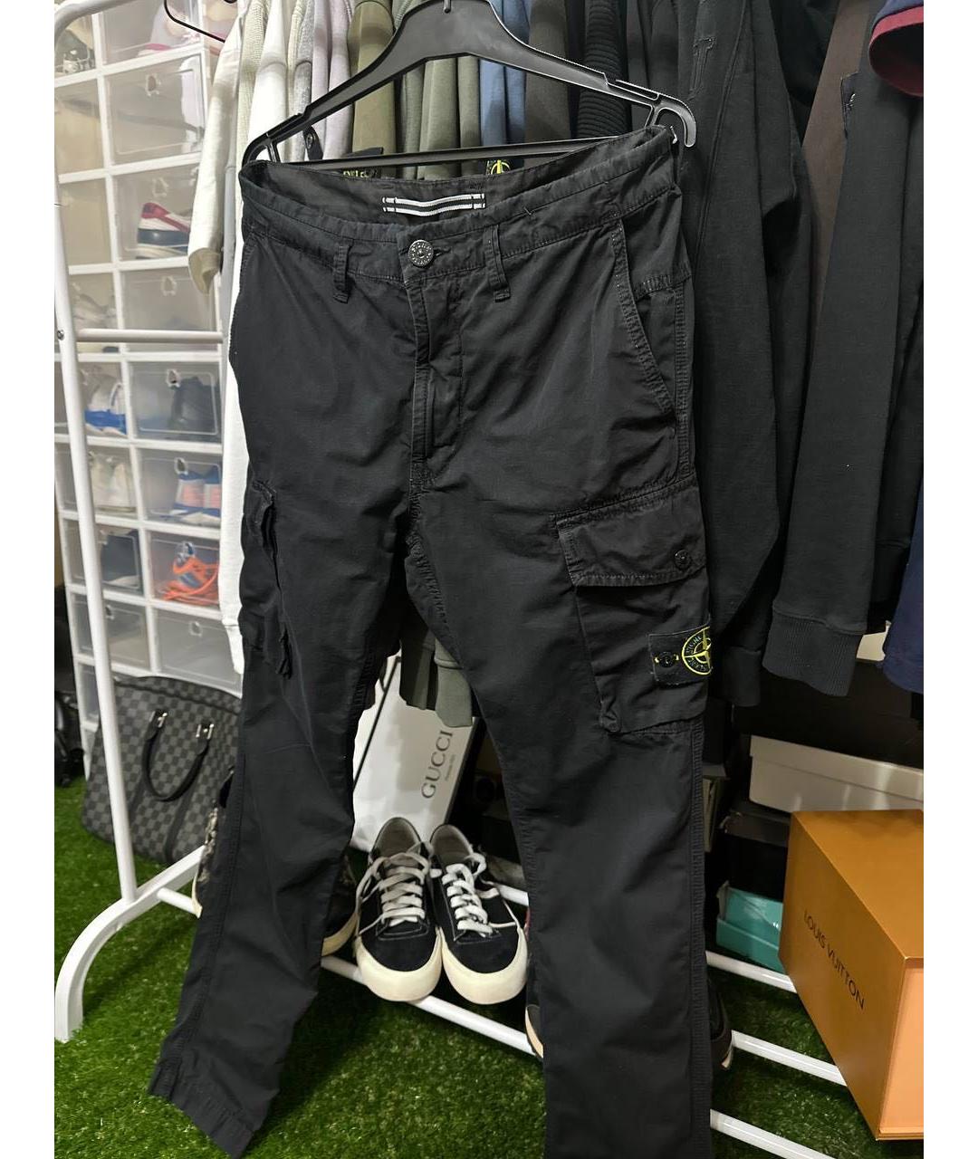 STONE ISLAND Черные хлопко-эластановые повседневные брюки, фото 2