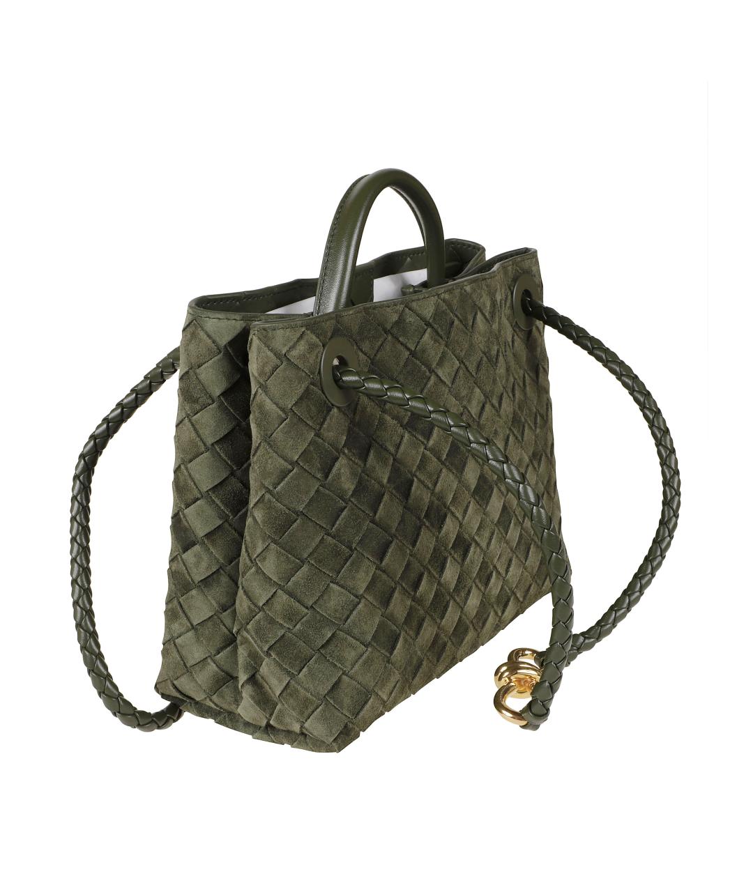 BOTTEGA VENETA Зеленая замшевая сумка тоут, фото 3
