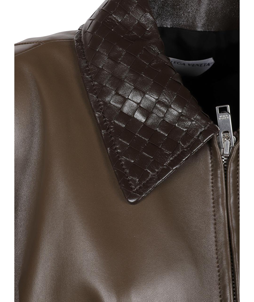 BOTTEGA VENETA Коричневая кожаная куртка, фото 2