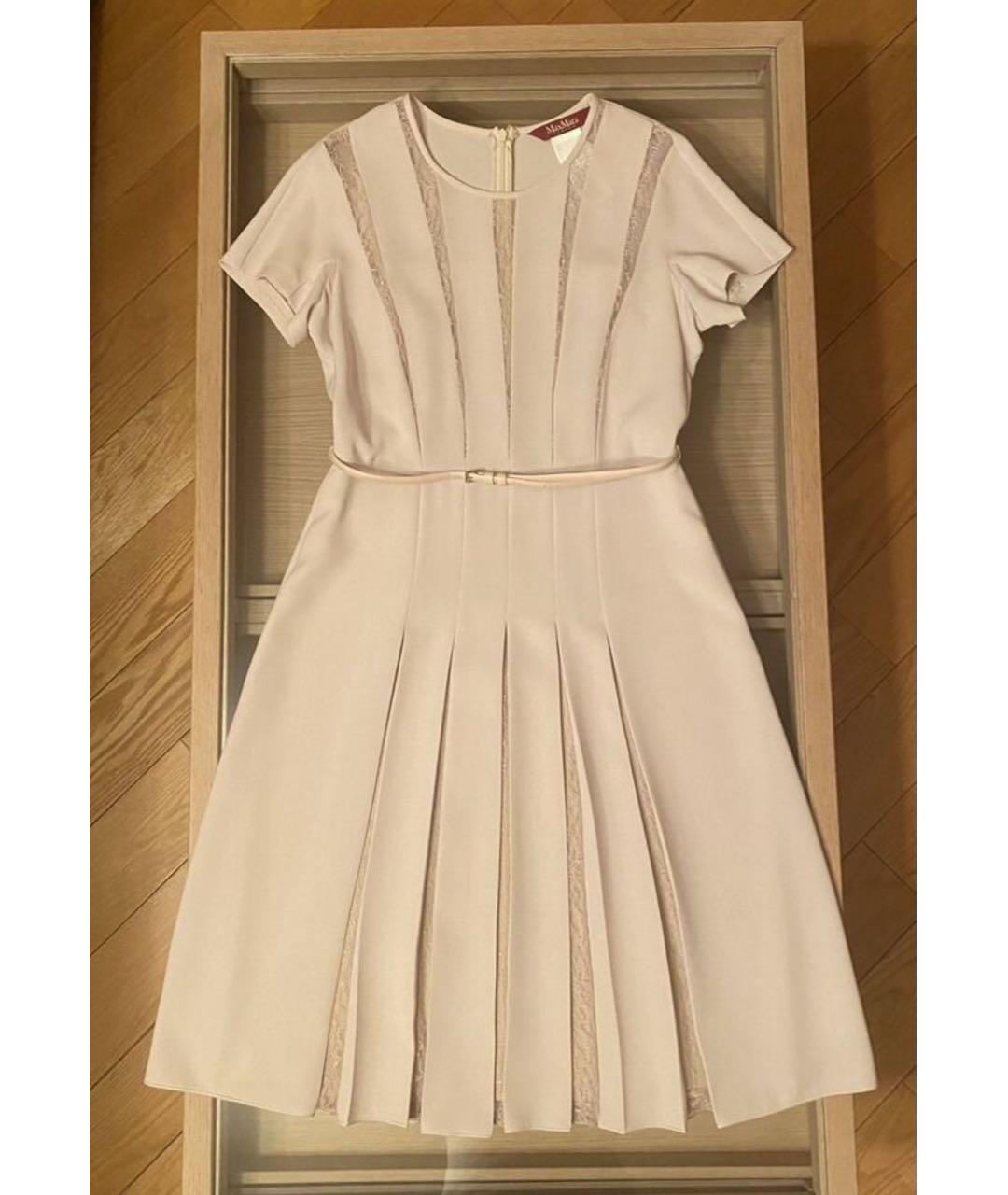 MAX MARA STUDIO Бежевое вискозное повседневное платье, фото 3