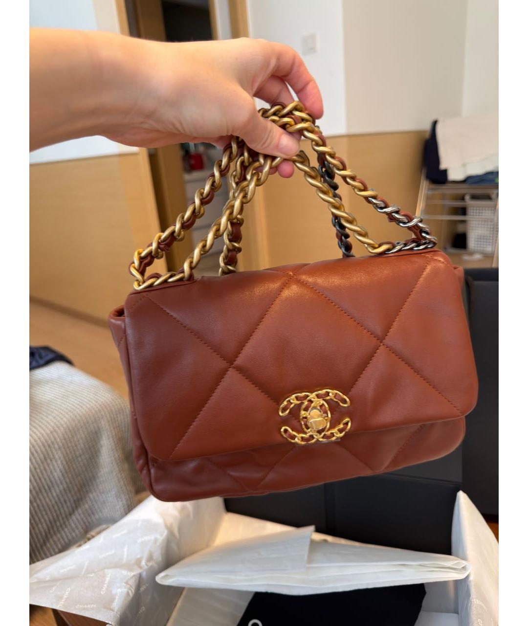 CHANEL Коричневая кожаная сумка через плечо, фото 2