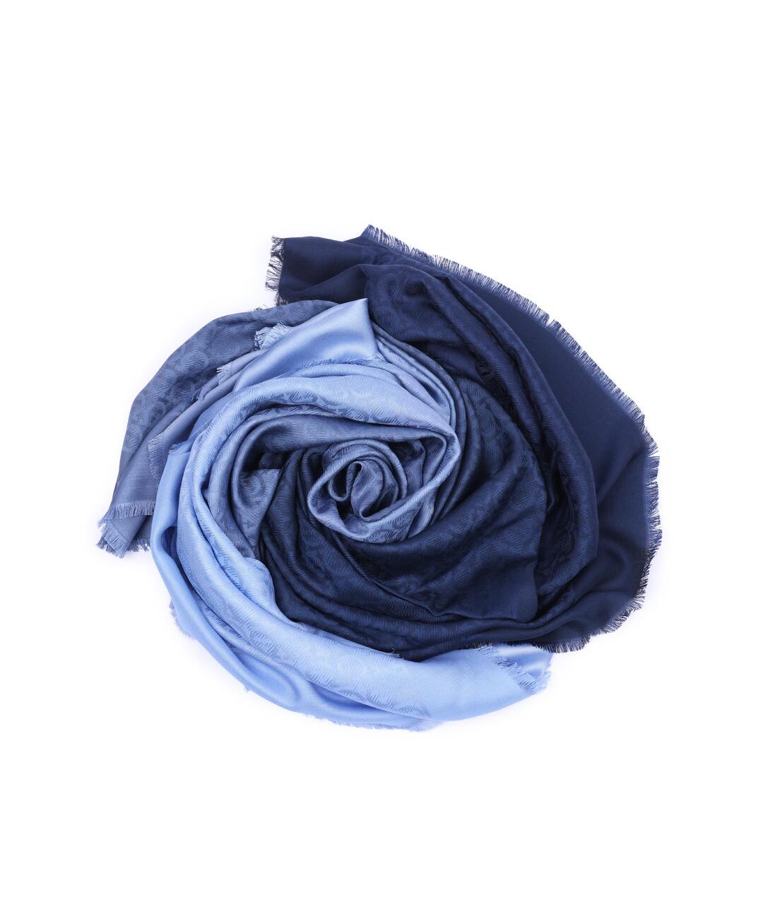 SALVATORE FERRAGAMO Голубой шелковый шарф, фото 3