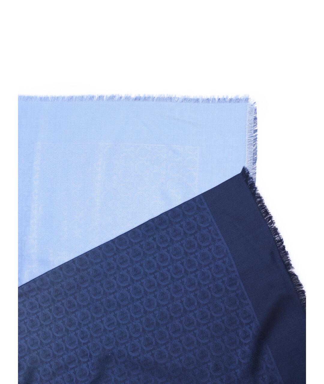 SALVATORE FERRAGAMO Голубой шелковый шарф, фото 1