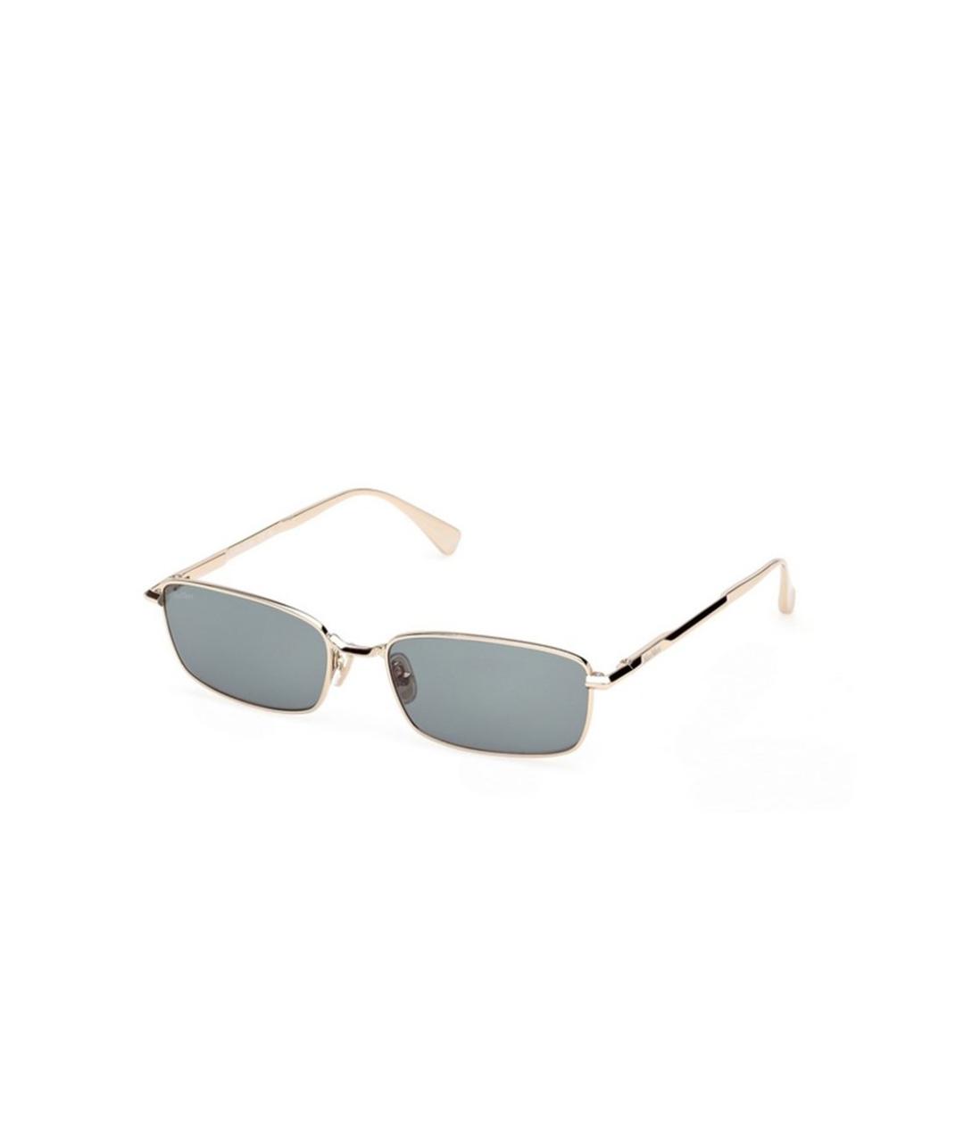 MAX MARA Золотые металлические солнцезащитные очки, фото 1