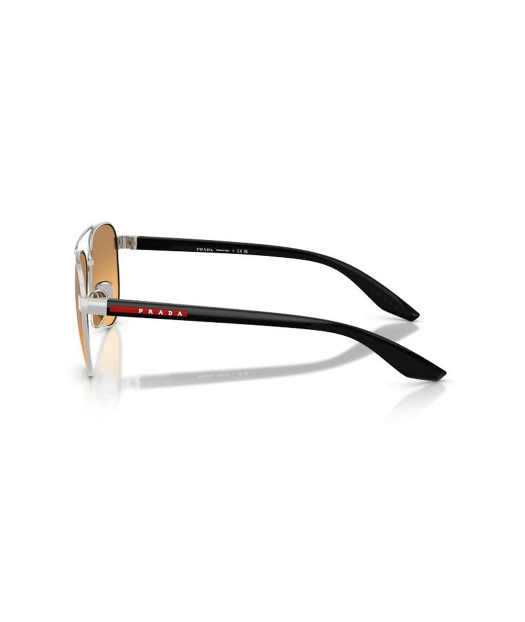 PRADA Серебряные металлические солнцезащитные очки, фото 3