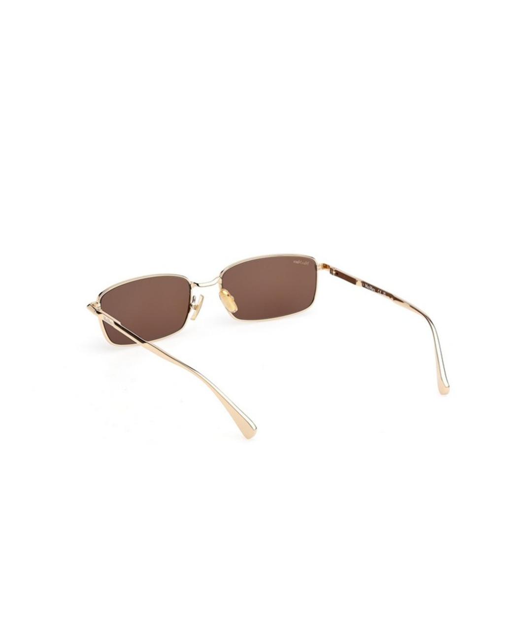 MAX MARA Золотые металлические солнцезащитные очки, фото 3