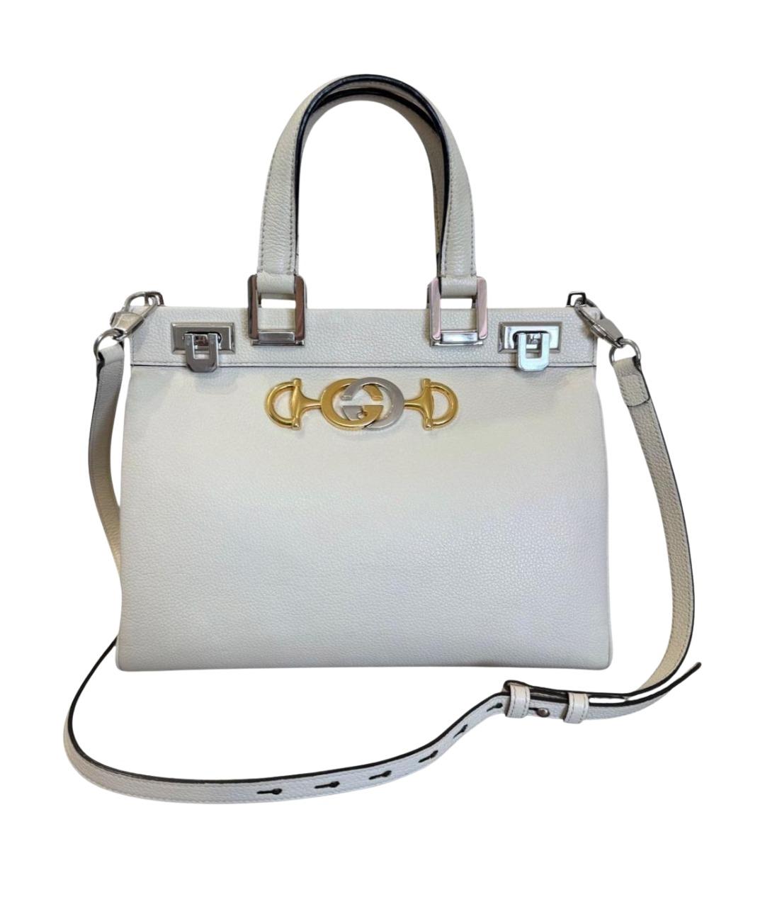 GUCCI Белая кожаная сумка тоут, фото 1