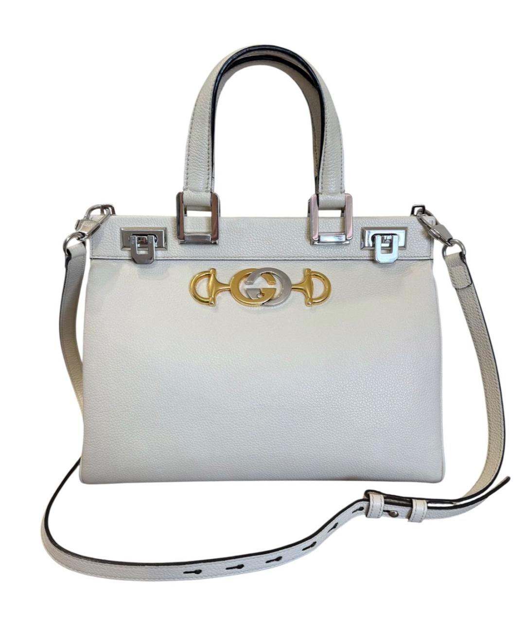 GUCCI Белая кожаная сумка тоут, фото 10