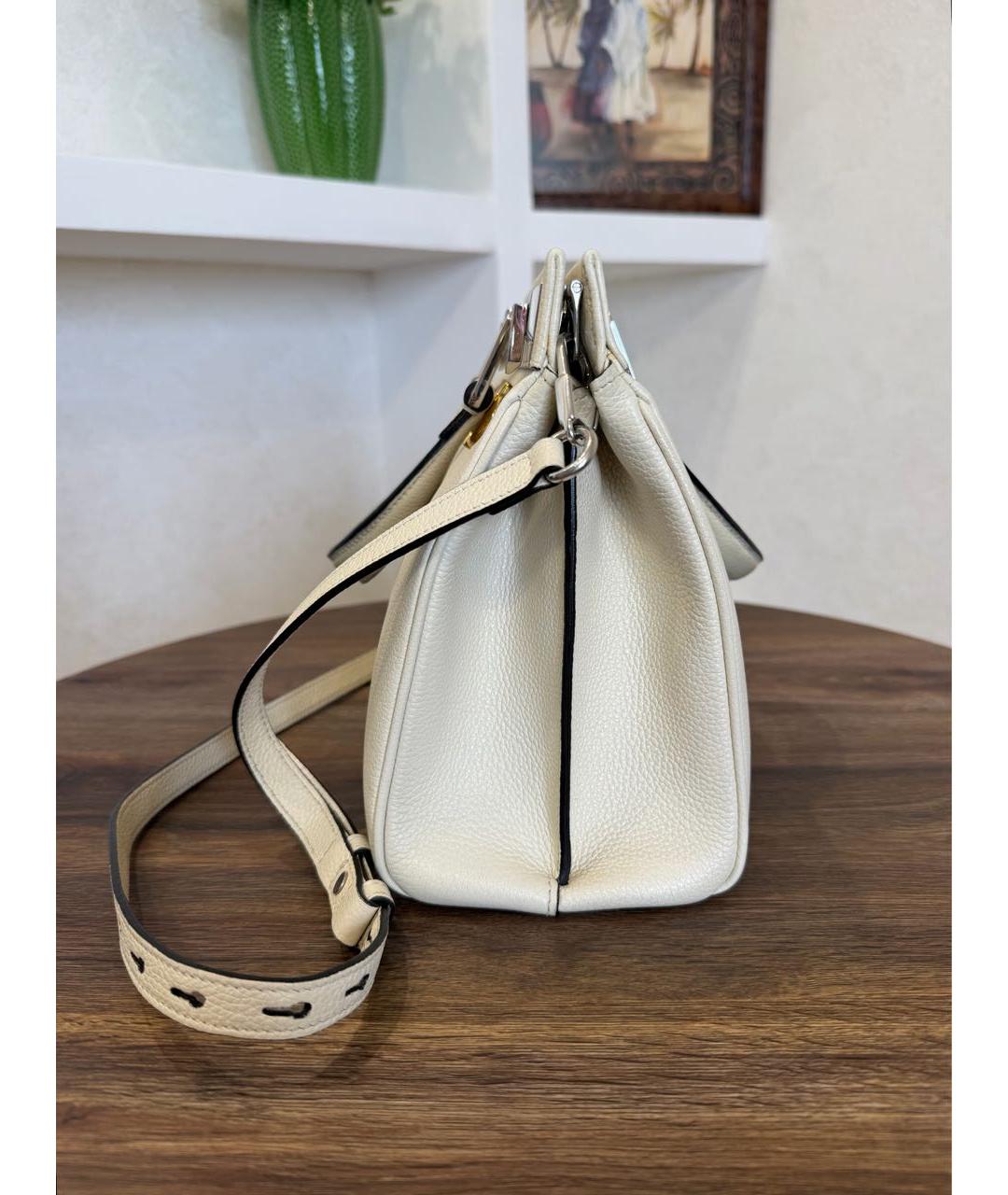 GUCCI Белая кожаная сумка тоут, фото 7