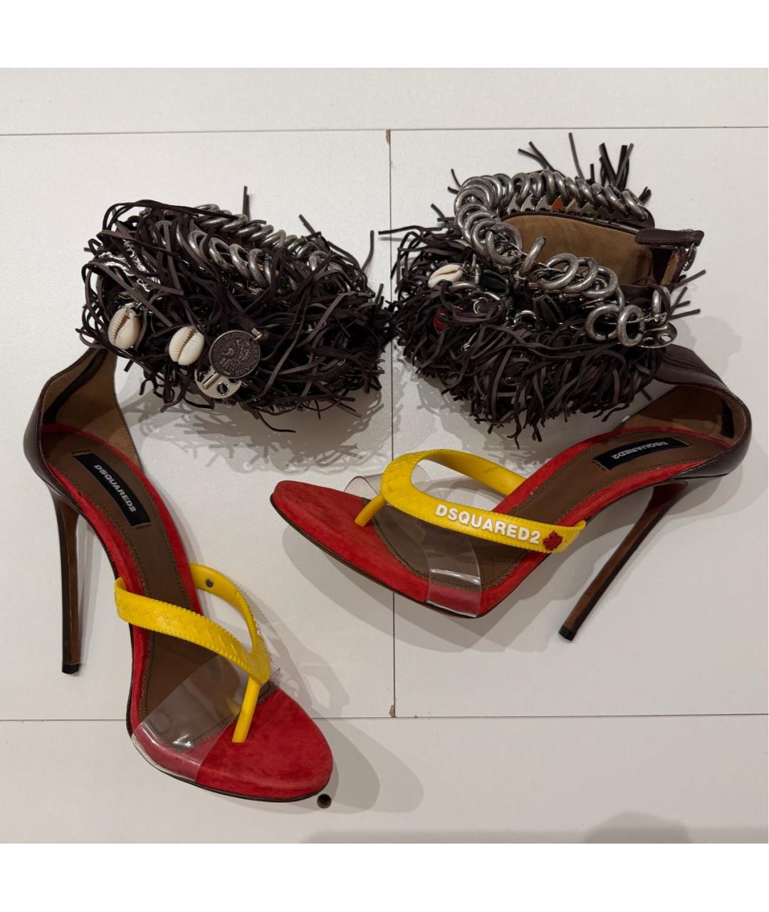 DSQUARED2 Красные замшевые босоножки, фото 2