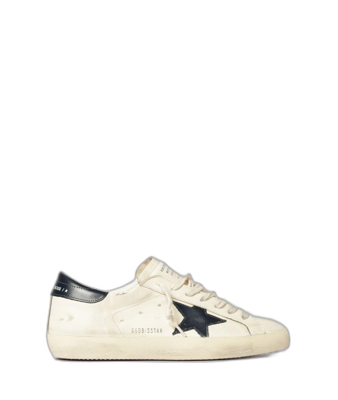 GOLDEN GOOSE Белые кожаные низкие кроссовки / кеды, фото 1