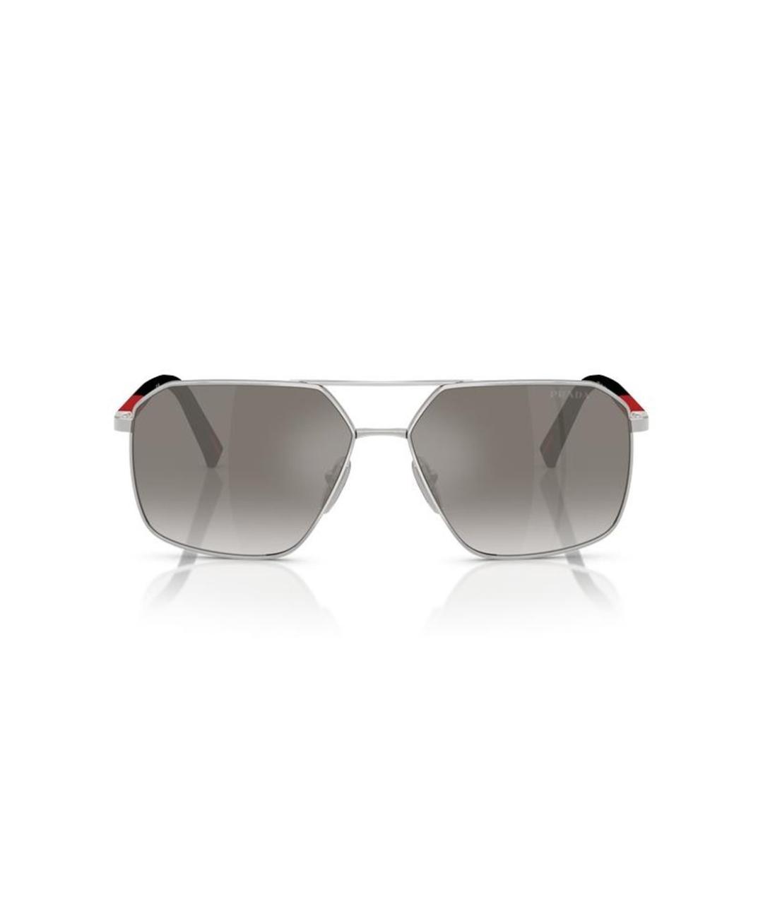 PRADA Серебряные металлические солнцезащитные очки, фото 2