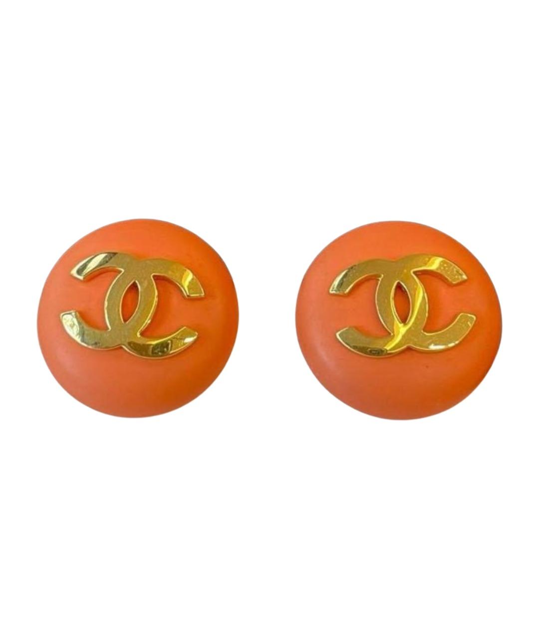 CHANEL Оранжевые клипсы, фото 1